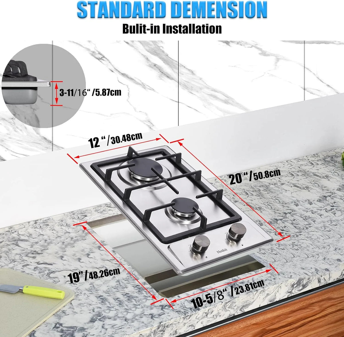 30" 5 Burner Built-in Stainless Steel Gas Cooktop S6347