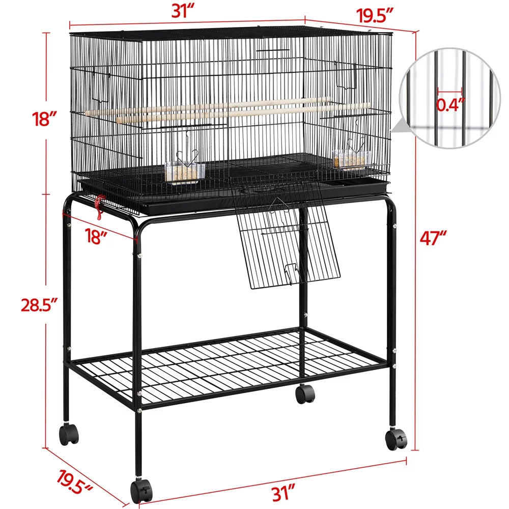 Black Flight Cage with Rolling Stand D8236