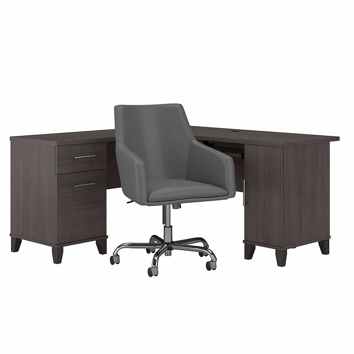 L Shaped Desk and Chair Set in Storm Gray D13061
