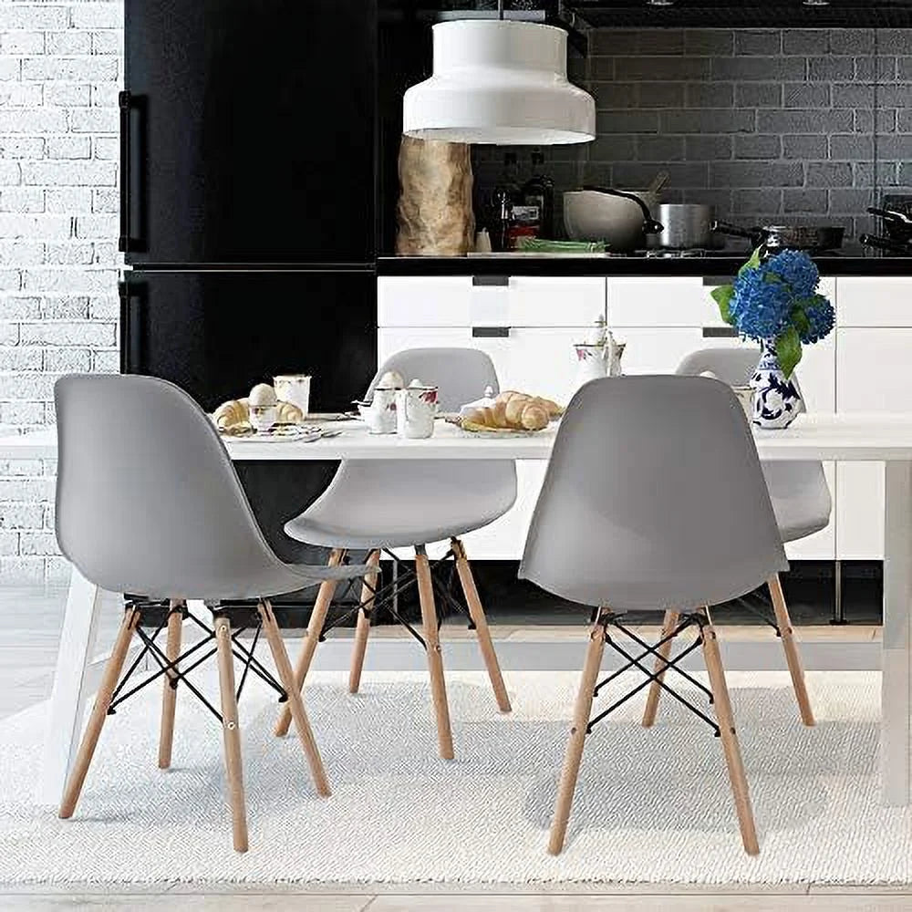 Light Gray Dining Chairs with Metal Wires and Wood Legs H38801