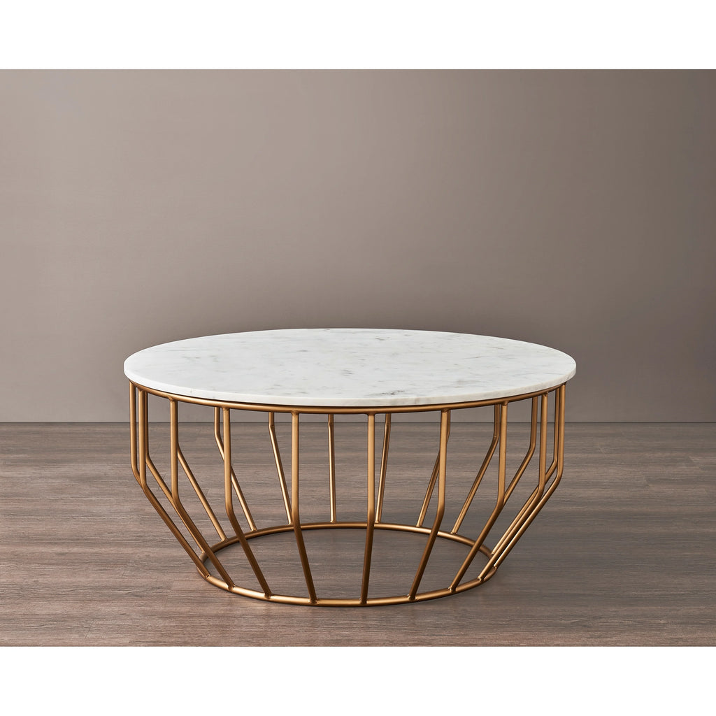Modern Coffee Table with Real Marble Top and Gold Base R48523