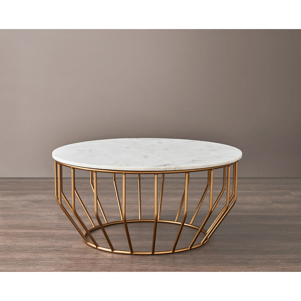Modern Coffee Table with Real Marble Top and Gold Base R48523