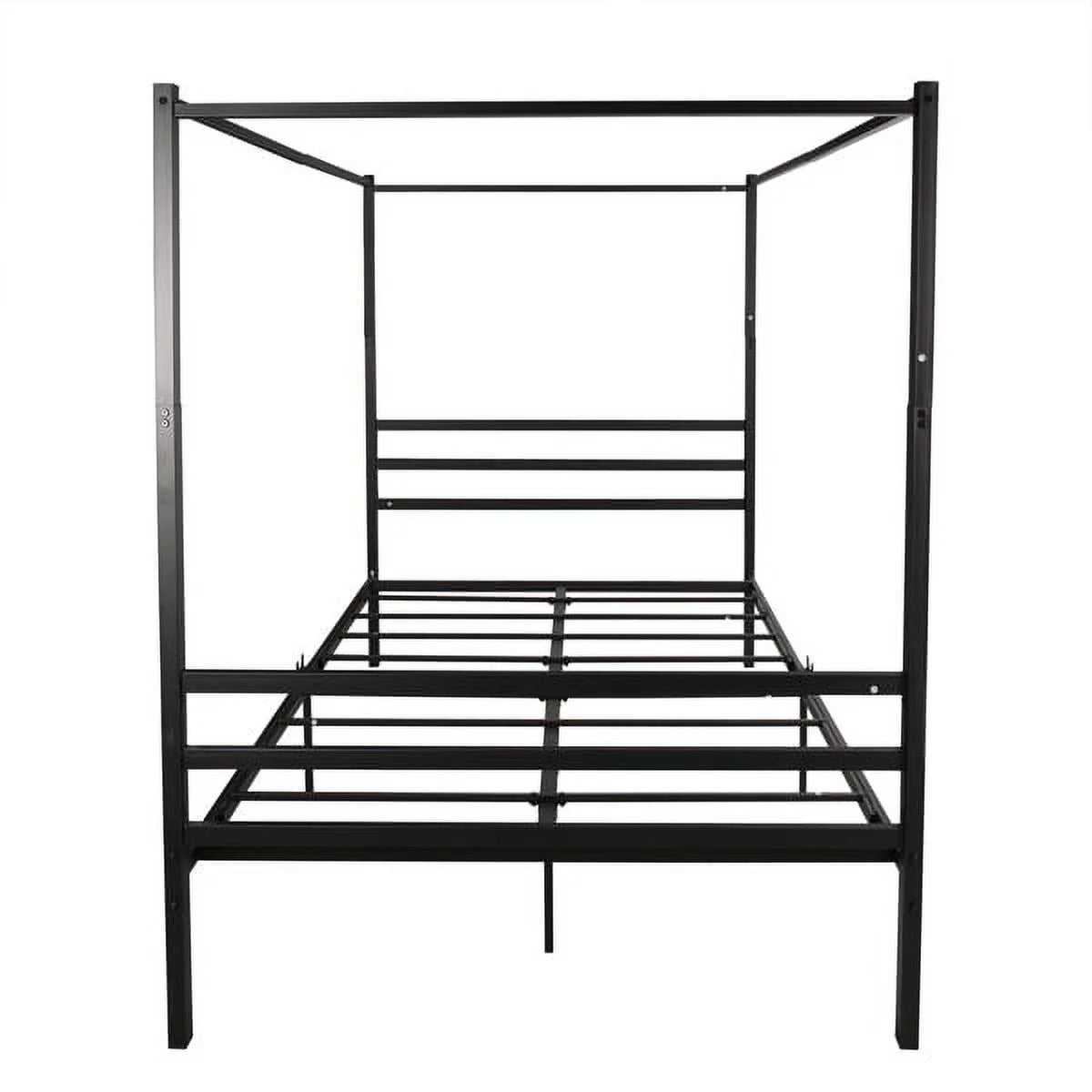 Black Queen Size Metal Canopy Bed with Headboard U820