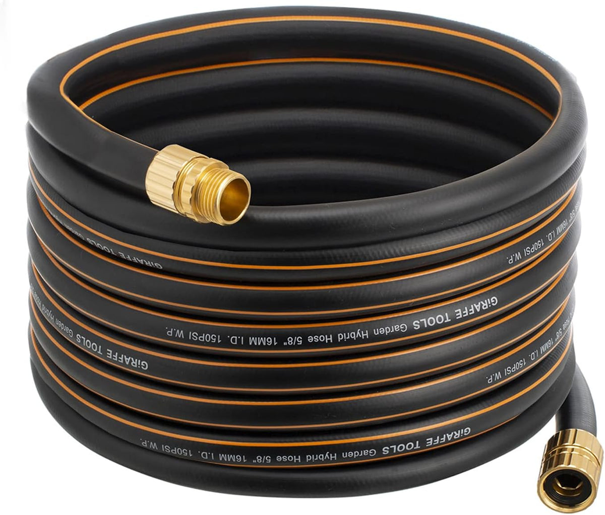 Giraffe Hybrid Garden Hose 5/8" x 50ft, No Kink, Flexible, Leakproof Hose with Male to Female Fittings, 600 Burst PSI Pack of 2 Y340