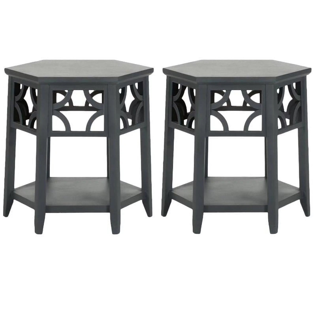 Wood Hexagon End Table Set of 2 A725663