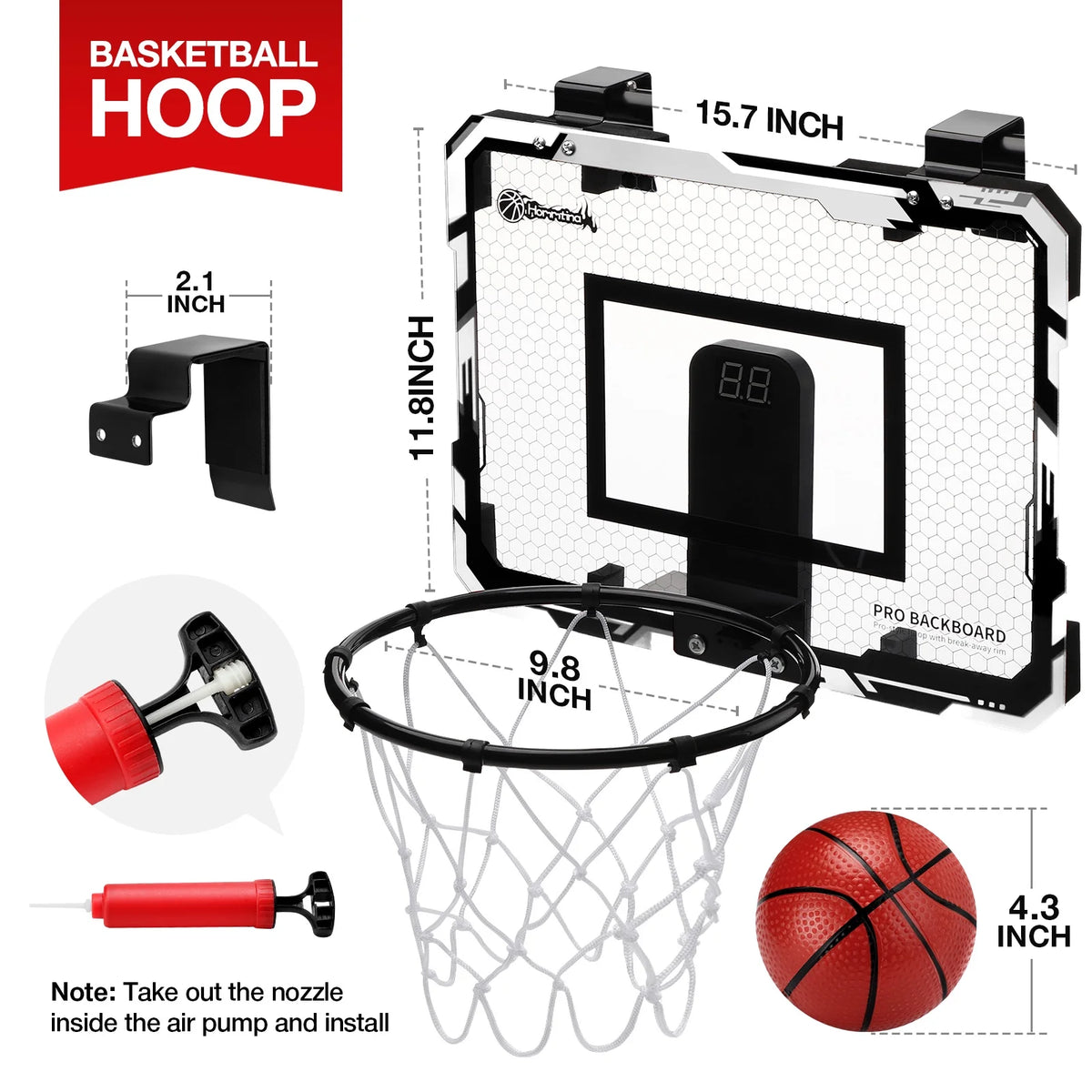 Basketball Hoop Indoor for Kids 15.7" X 11.8" with 3 Balls U130