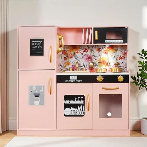 Wooden Play Kitchen Toy Set with Light J387290