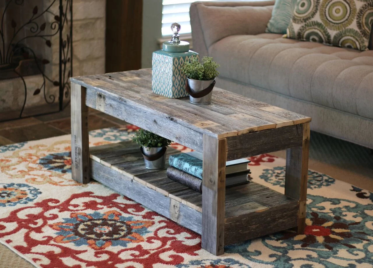 Unfinished Wood Coffee Table with Shelf S210545