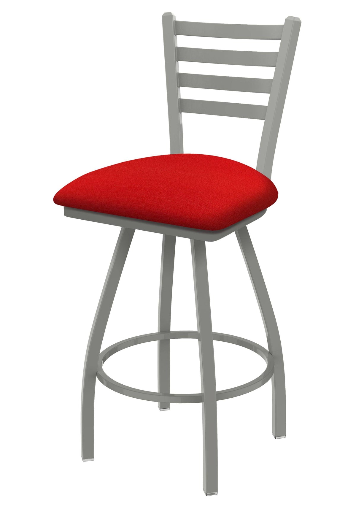Swivel Counter Stool with Anodized Nickel Finish and Canter Red Seat J78605