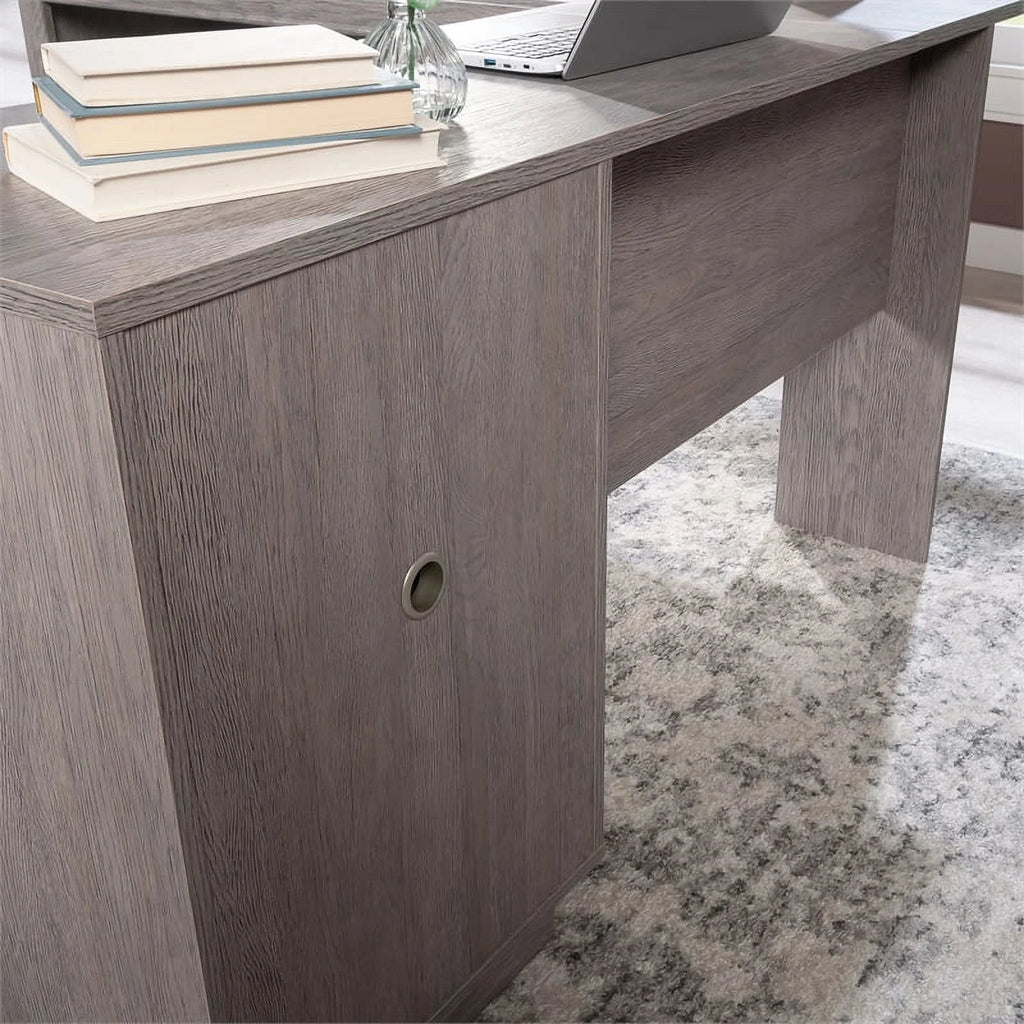 Contemporary L-Desk in Ashen Oak Finish Y251394