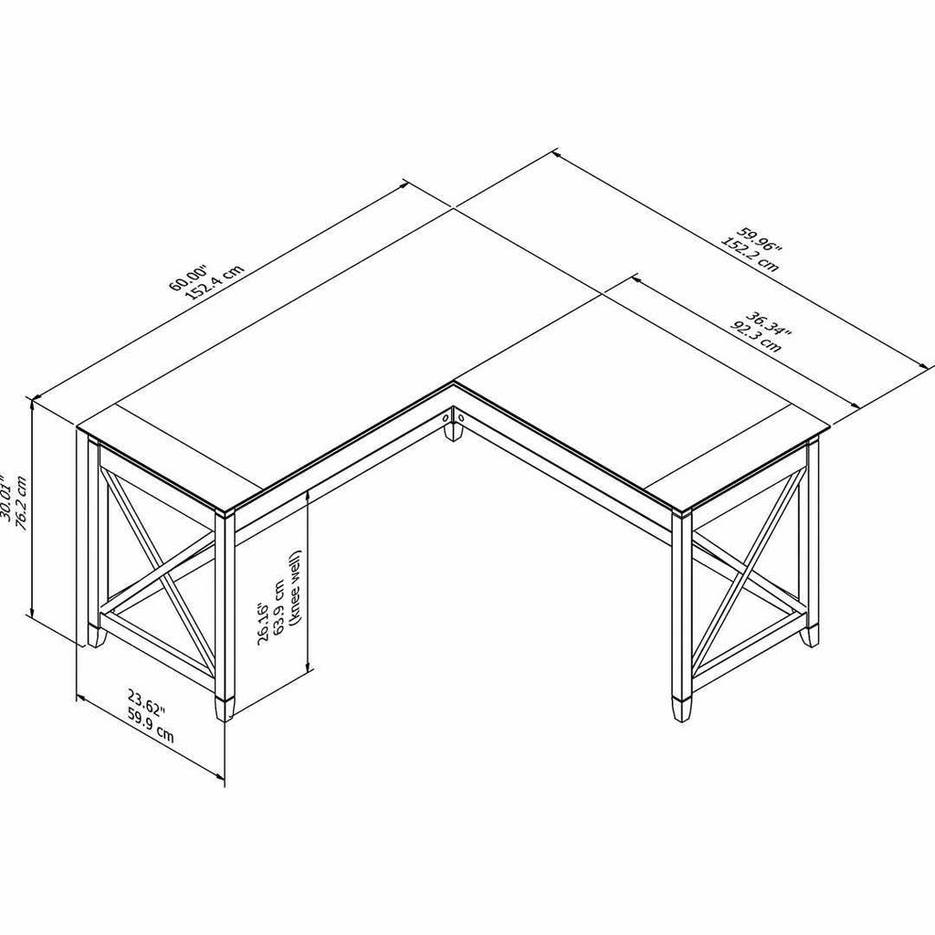 60W L Shaped Desk, Cape Cod Gray Q44738