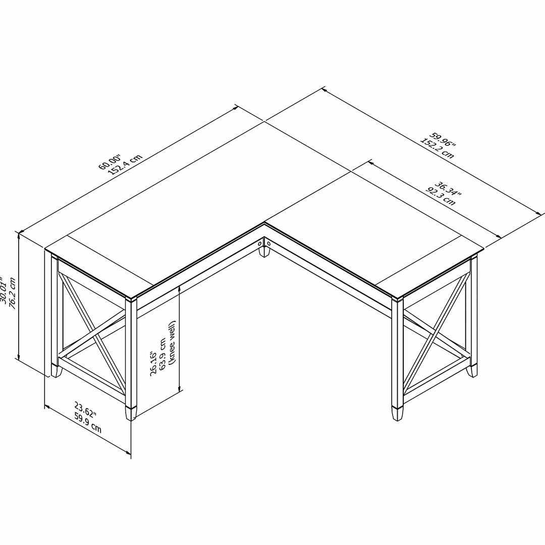 60W L Shaped Desk, Cape Cod Gray Q44738