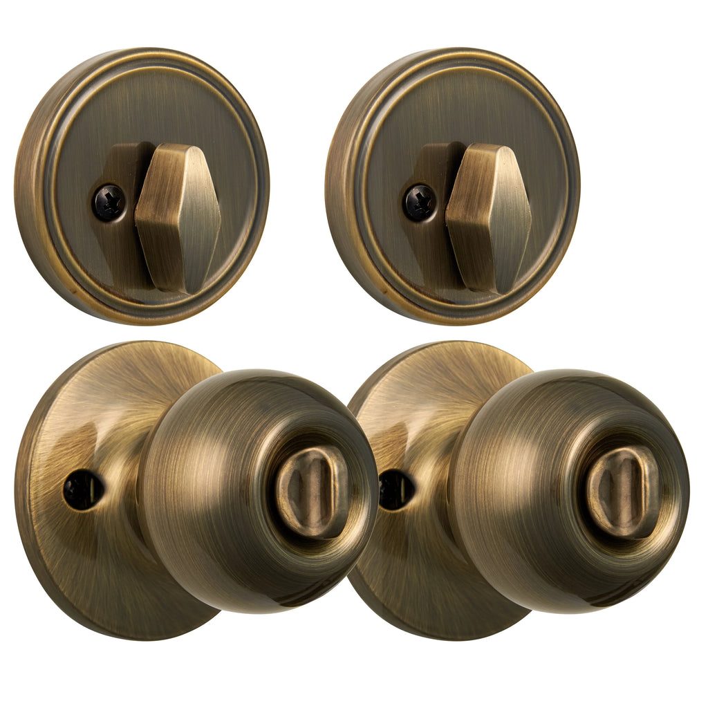 Keyed Entry Ball Doorknob and Deadbolt Combo in Oil-Rubbed Bronze, Twin Pack T878