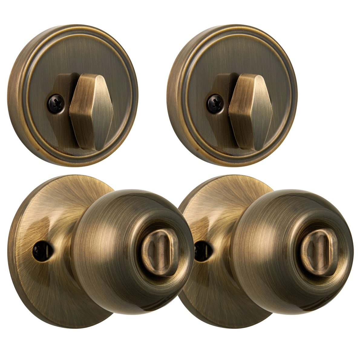 Keyed Entry Ball Doorknob and Deadbolt Combo in Oil-Rubbed Bronze, Twin Pack T878