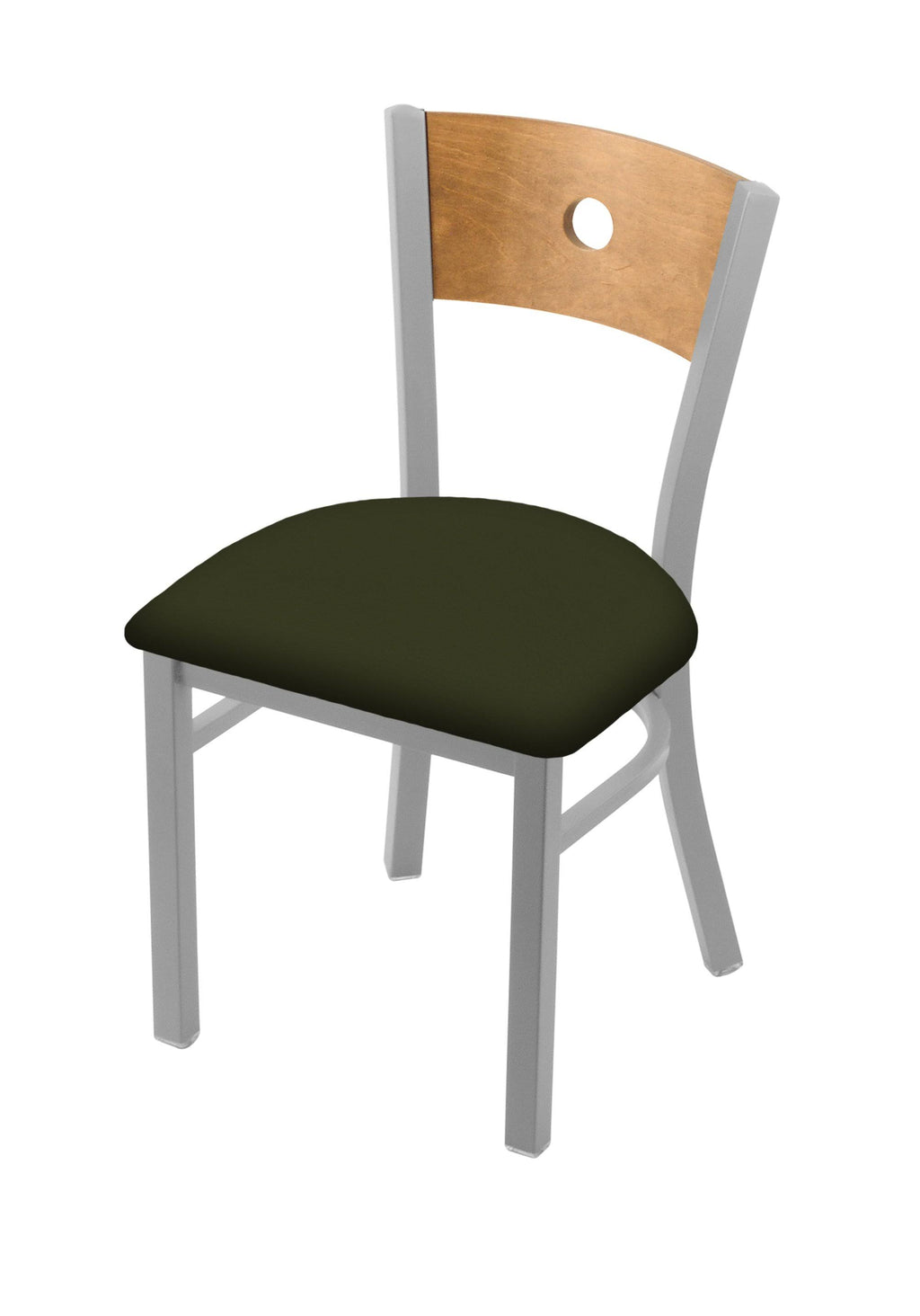 Medium Back Chair with Anodized Nickel Finish and Pine Seat M333
