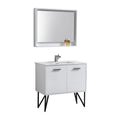 36 in. High Gloss White Bathroom Vanity with Quartz Countertop and Mirror M8984