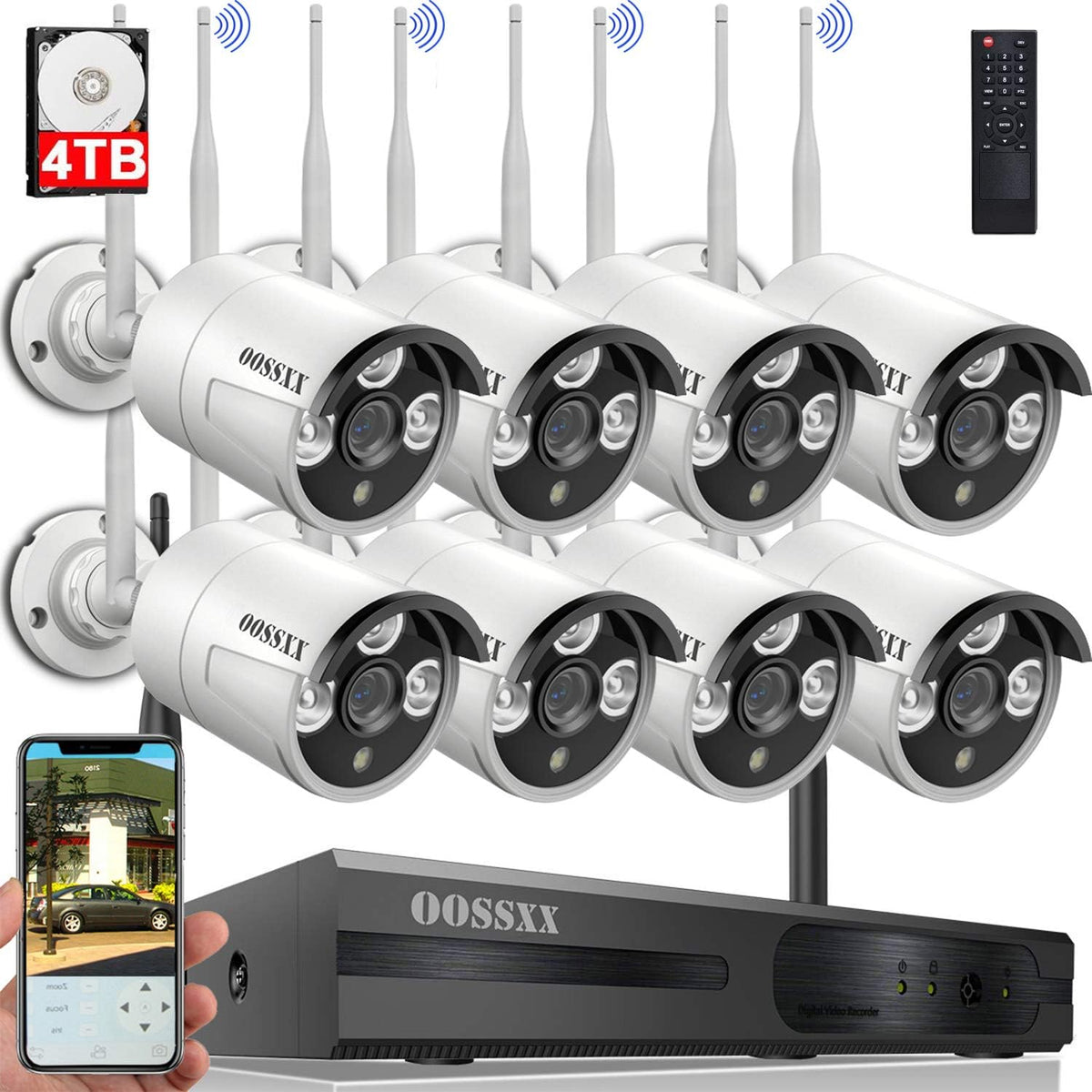 2K 3.0MP Wireless Security Camera System, 8 Channel NVR with 4TB HDD C2520
