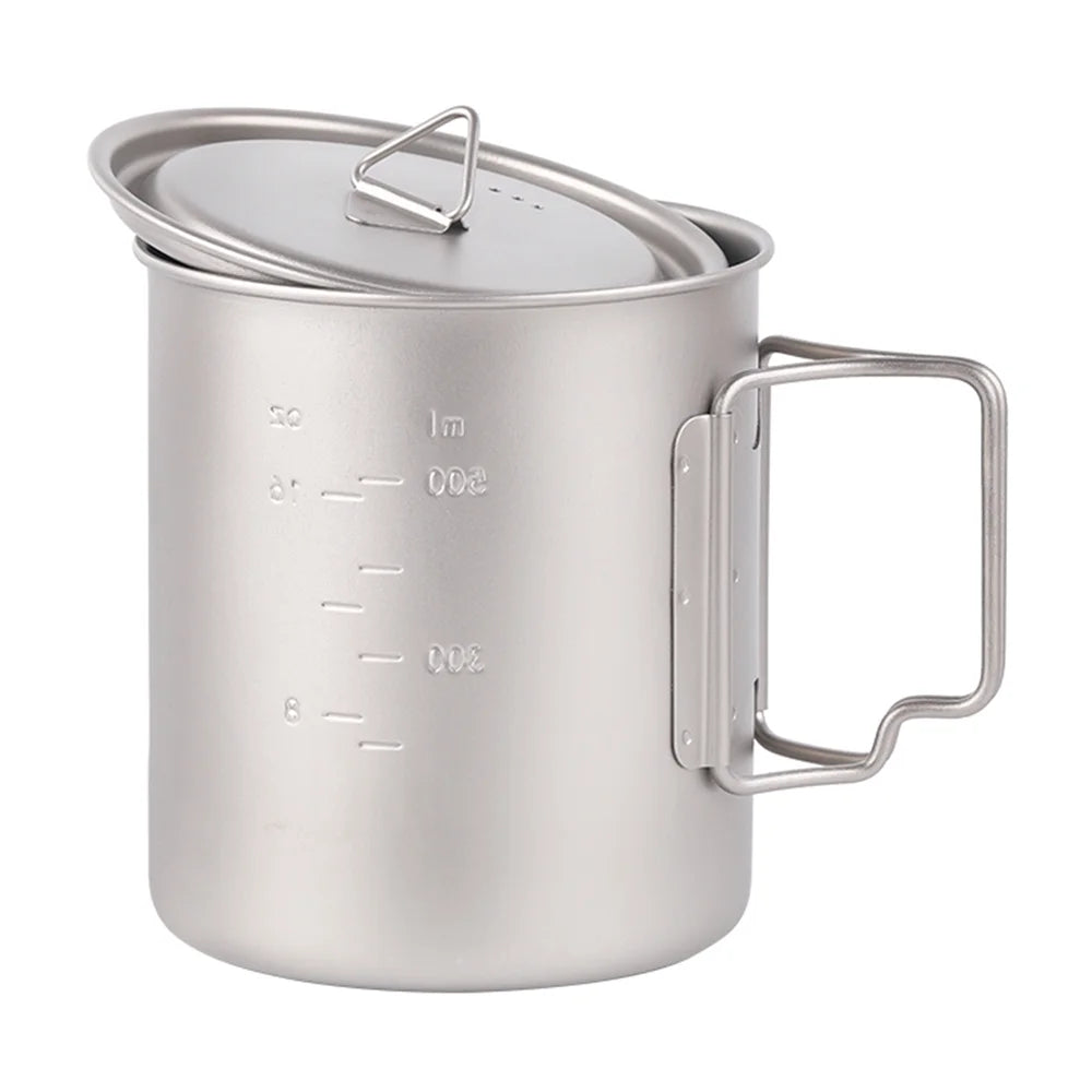 1L Titanium Camping Water Bottle with 750ml Cup N138