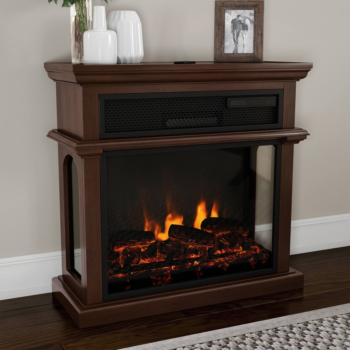 Freestanding Electric Fireplace with Mantel H7864