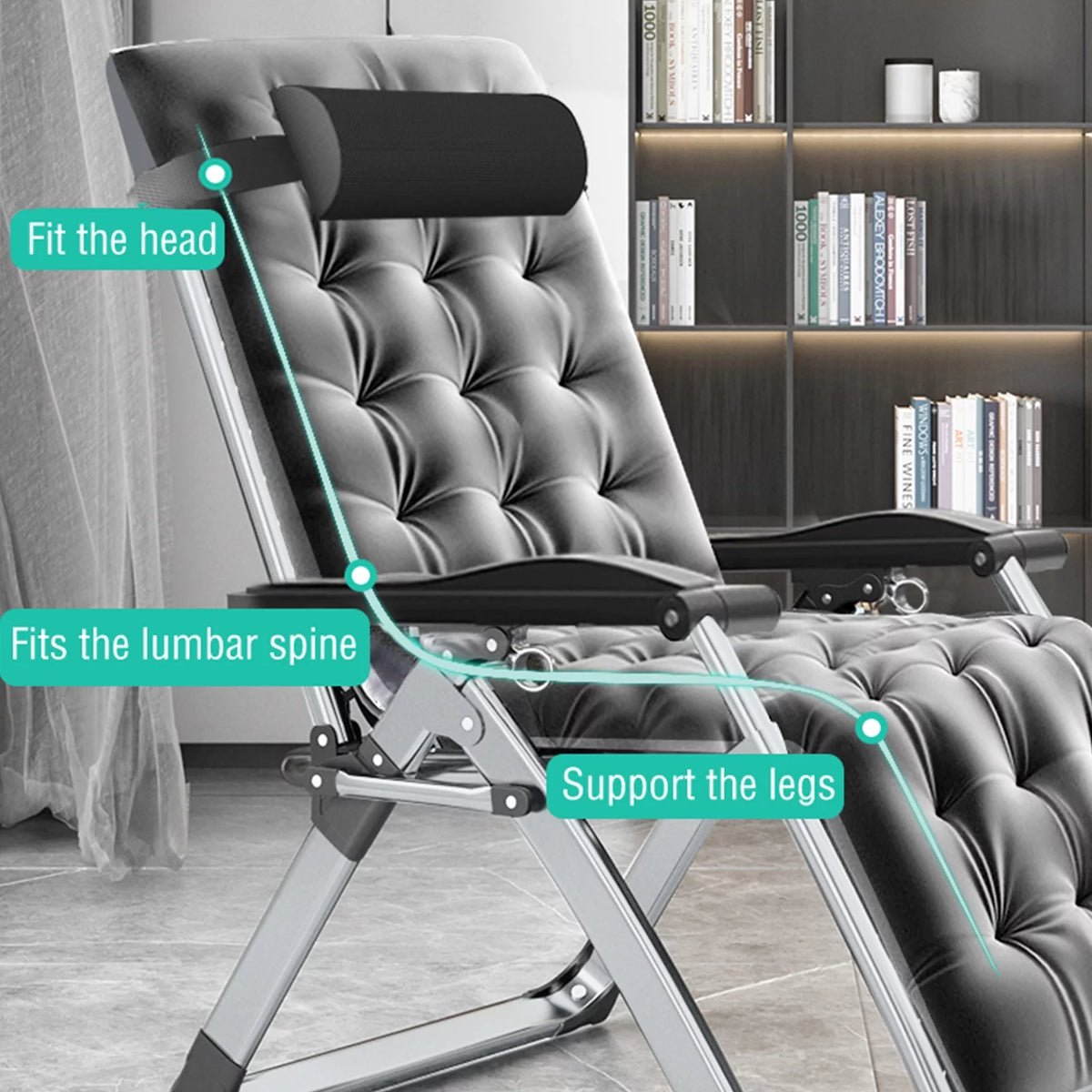 Zero Gravity Chair with Side Table, Padded Lounge Chair, Black Y215908