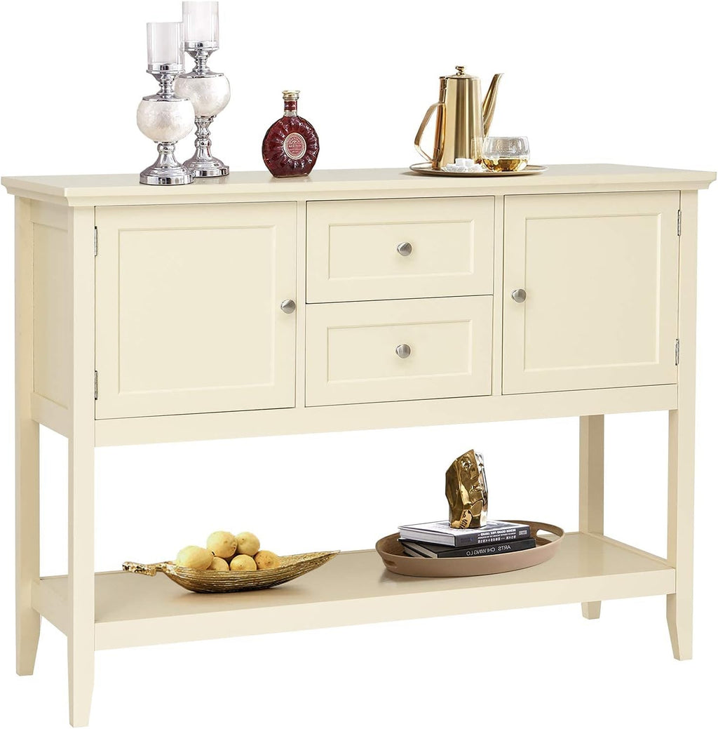 Grey Wooden Buffet Sideboard with Storage Shelf, 2 Drawers & 2 Cabinets Q428946