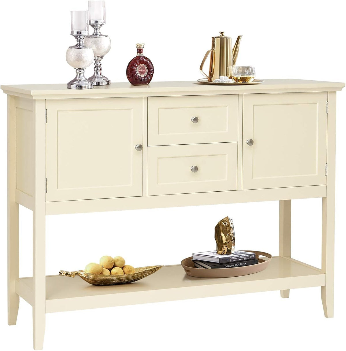Grey Wooden Buffet Sideboard with Storage Shelf, 2 Drawers & 2 Cabinets Q428946