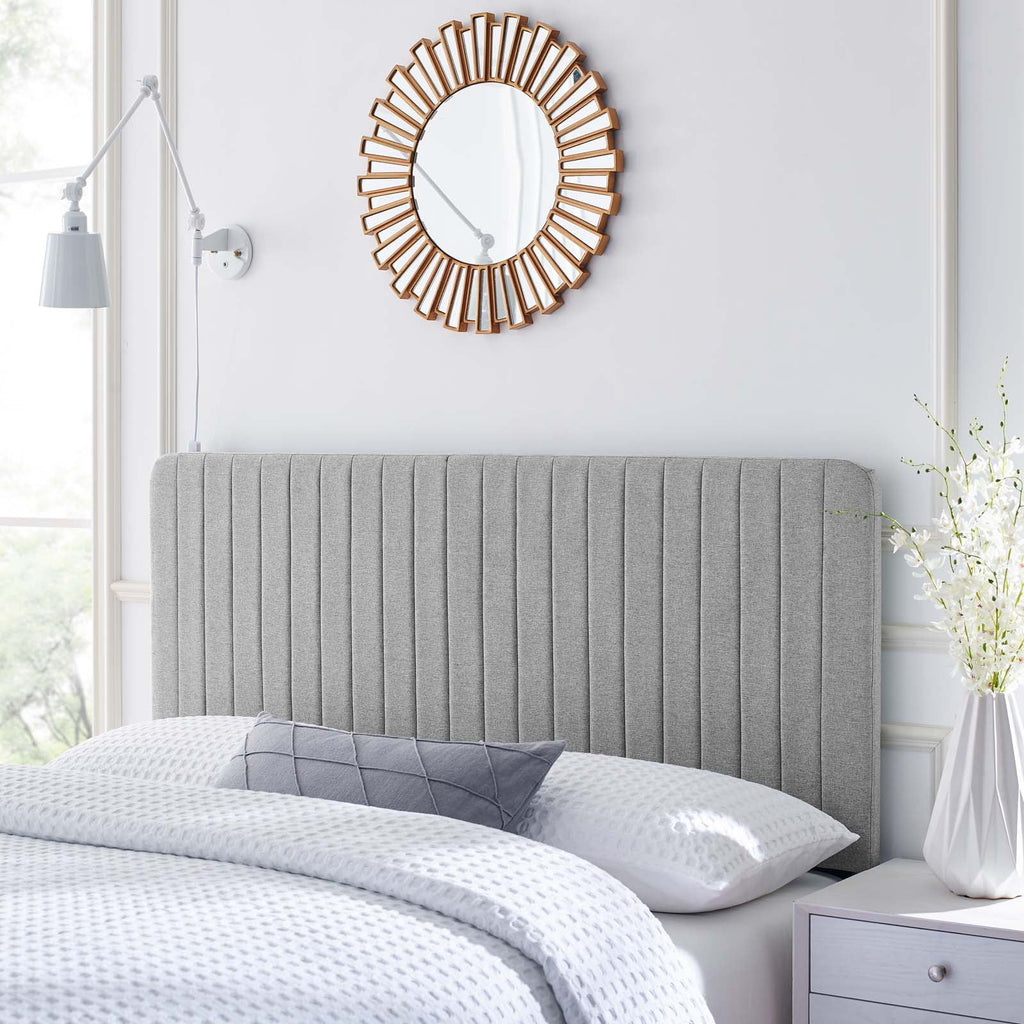 Light Gray Tufted Upholstered Fabric King Headboard B253